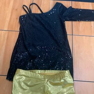 balera black and gold dance costume set
